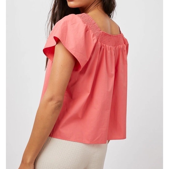 NWT Rails Sonora Top Women's XXL Spiced Coral Smocked Ruffle Sleeve Organic - Picture 3 of 12